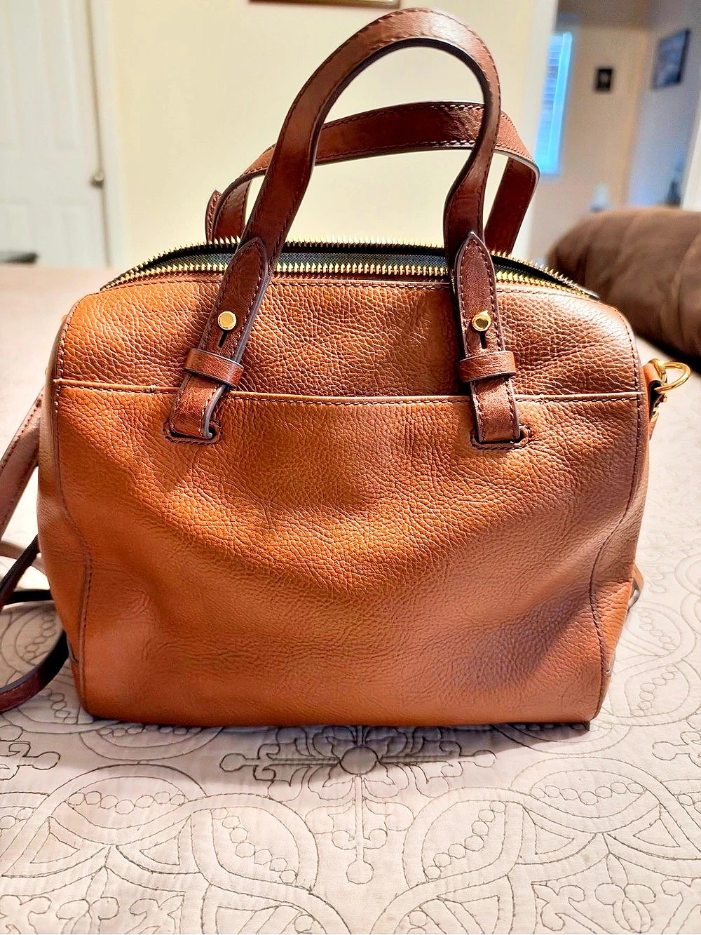 Fossil Rachel Leather Satchel in Brown Excellent